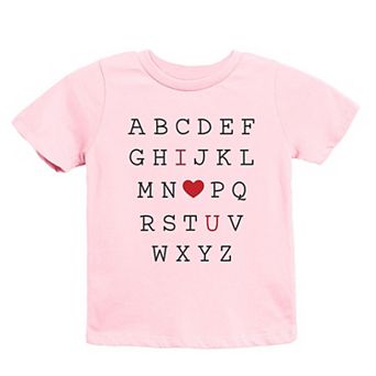 Alphabet I Love You Youth Short Sleeve Graphic Tee