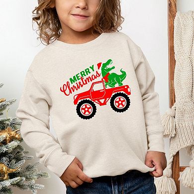 Christmas Dino Truck Youth Ultra-Soft Graphic Sweatshirt