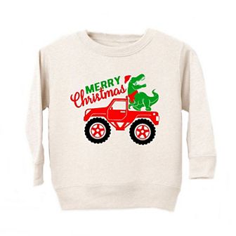 Christmas Dino Truck Youth Ultra-Soft Graphic Sweatshirt