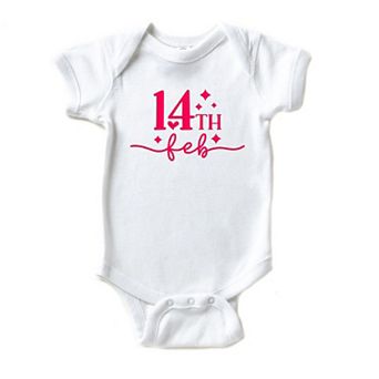 14th Feb Stars Raised Print Baby Bodysuit