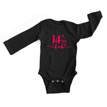 14th Feb Stars Raised Print Baby Long Sleeve Bodysuit