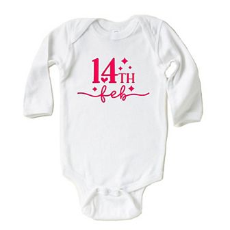 14th Feb Stars Raised Print Baby Long Sleeve Bodysuit
