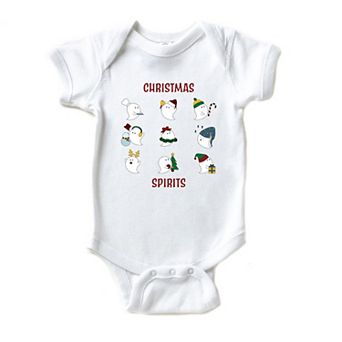 Christmas Spirits Red Words Baby Bodysuit
