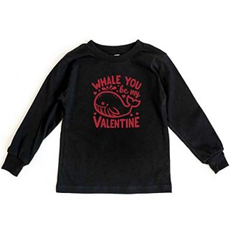 Valentines Whale Youth Long Sleeve Graphic Tee