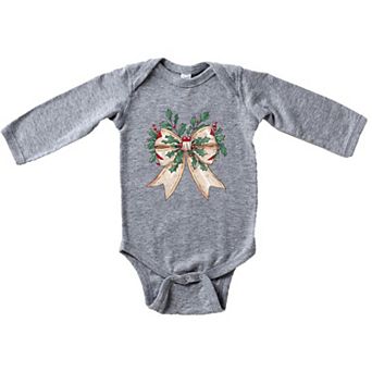 Holly Leaves Coquette Baby Long Sleeve Bodysuit