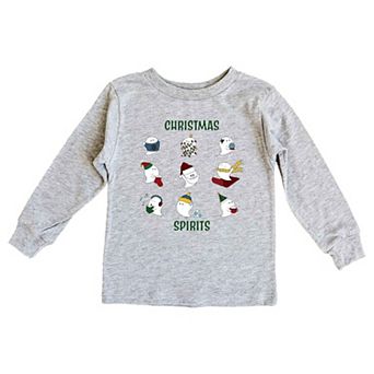 Christmas Spirits Green Words Toddler Long Sleeve Graphic Tee