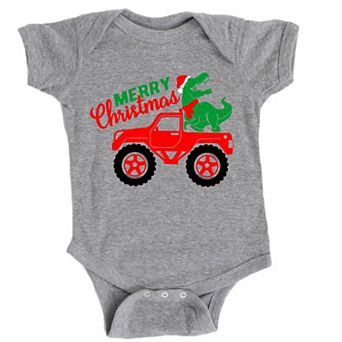 Christmas Dino Truck - Baby Short Sleeve Graphic Bodysuit