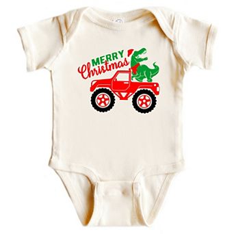 Christmas Dino Truck - Baby Short Sleeve Graphic Bodysuit