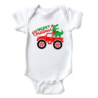 Christmas Dino Truck - Baby Short Sleeve Graphic Bodysuit