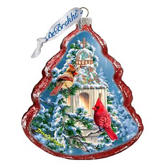 Little Cardinal Chapel Tree Glass Ornament By D. Gelsinger