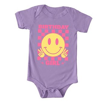 Birthday Girl Checkered Baby Bodysuit