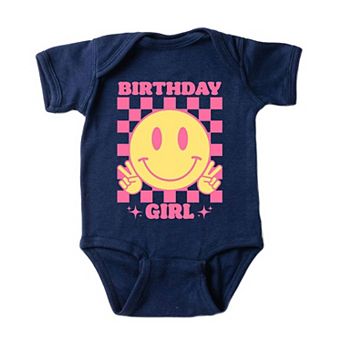 Birthday Girl Checkered Baby Bodysuit