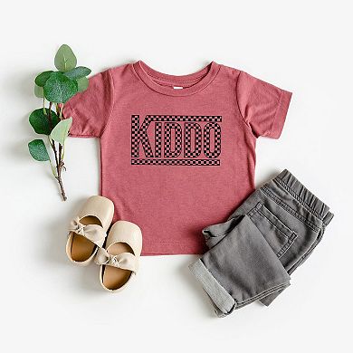 Kiddo Checkered Toddler Short Sleeve Graphic Tee