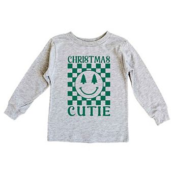Christmas Cutie Checkered Youth Long Sleeve Graphic Tee