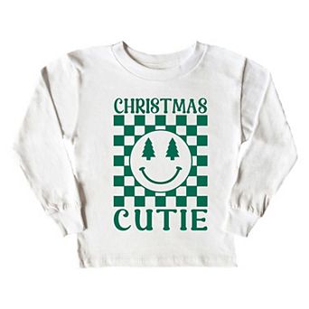Christmas Cutie Checkered Youth Long Sleeve Graphic Tee