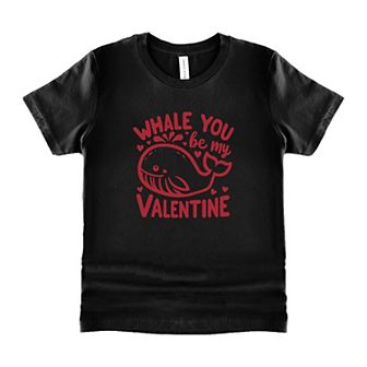 Valentines Whale Youth Short Sleeve Graphic Tee