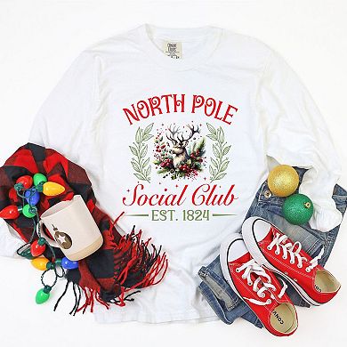 North Pole Social Club Reindeer Garment Dyed Long Sleeve Tees
