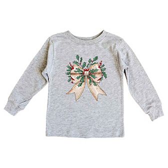 Holly Leaves Coquette Youth Long Sleeve Graphic Tee