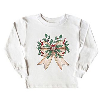 Holly Leaves Coquette Youth Long Sleeve Graphic Tee