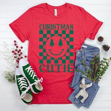 Christmas Cutie Checkered Toddler Short Sleeve Graphic Tee