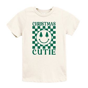 Christmas Cutie Checkered Toddler Short Sleeve Graphic Tee