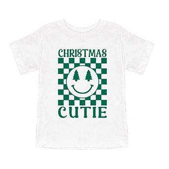 Christmas Cutie Checkered Toddler Short Sleeve Graphic Tee