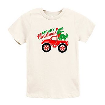 Christmas Dino Truck Toddler Short Sleeve Graphic Tee