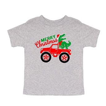 Christmas Dino Truck Toddler Short Sleeve Graphic Tee