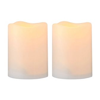 Mikasa Indoor & Outdoor Waterproof Flickering LED Plastic Pillar Candle Set