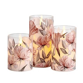 Mikasa 3 pc LED Waxed Filled Glass Votives Candle Set