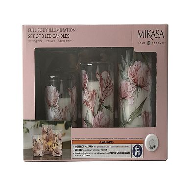 Mikasa 3 pc. LED Waxed Filled Glass Votives Candle Set