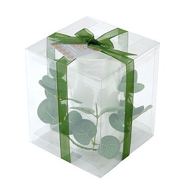 Mikasa LED Wax Pillar Candle with Faux Eucalyptus Candle Ring