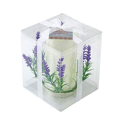 Mikasa LED Wax Pillar Candle with Faux Eucalyptus Ring