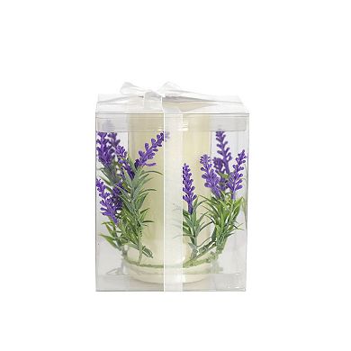 Mikasa LED Wax Pillar Candle with Faux Eucalyptus Ring