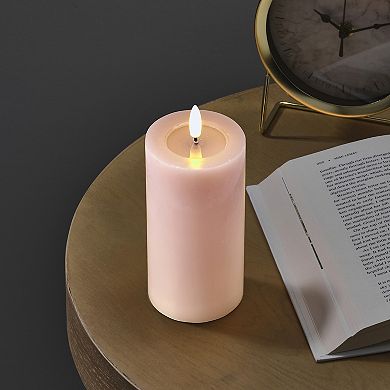 Mikasa Pink LED Wax Pillar Candle with Flickering Light