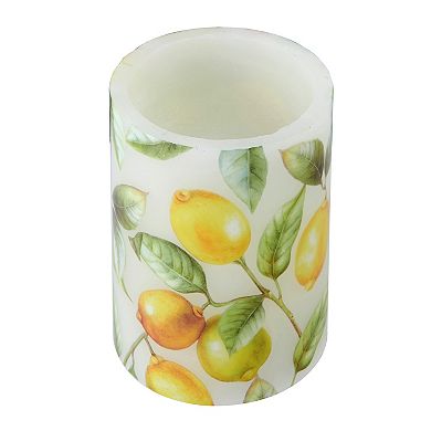 Mikasa LED Wax Pillar Candle with Lemon Decal