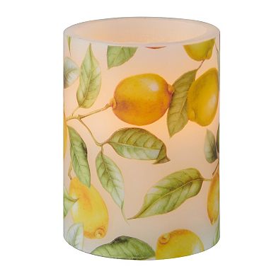 Mikasa LED Wax Pillar Candle with Lemon Decal