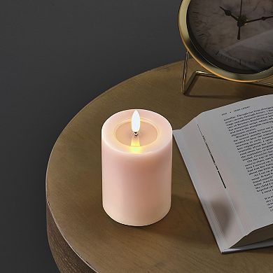 Mikasa Pink LED Wax Pillar Candle with Flickering Light