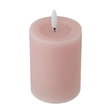 Mikasa Pink LED Wax Pillar Candle with Flickering Light