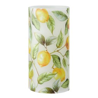 Mikasa Tall LED Wax Pillar Candle with Lemon Decal