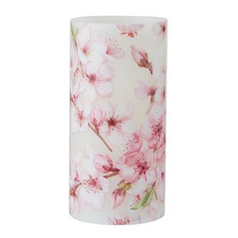 Mikasa LED Wax Tall Pillar Candle with Cherry Blossom Decal