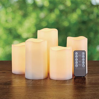 Mikasa 5-pc. Indoor & Outdoor Waterproof Flickering LED Plastic Pillar Candle Set