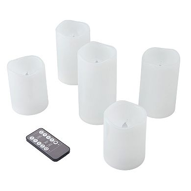 Mikasa 5-pc. Indoor & Outdoor Waterproof Flickering LED Plastic Pillar Candle Set