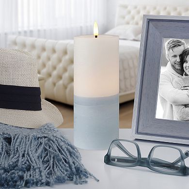 Mikasa Blue LED Wax Pillar with Flickering Light