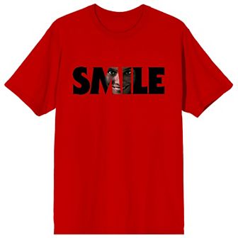 Men's Smile Text With Hidden Face Short Sleeve Graphic T-Shirt