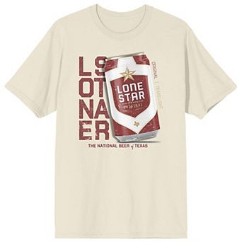 Men's Lone Star Beer Can Text Short Sleeve Graphic T-Shirt