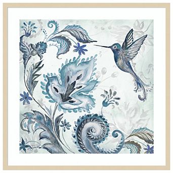 Watercolor Boho Blue Hummingbird II by Tre Sorelle Studios Wood Framed Wall Art Print