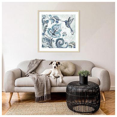 Watercolor Boho Blue Hummingbird II by Tre Sorelle Studios Wood Framed Wall Art Print