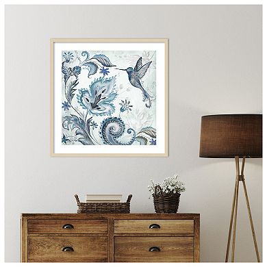 Watercolor Boho Blue Hummingbird II by Tre Sorelle Studios Wood Framed Wall Art Print