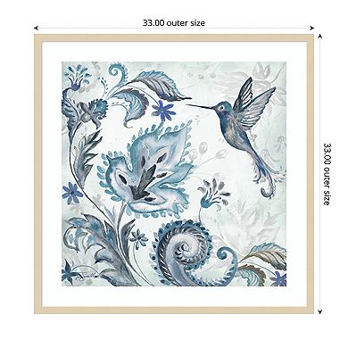 Watercolor Boho Blue Hummingbird II by Tre Sorelle Studios Wood Framed Wall Art Print